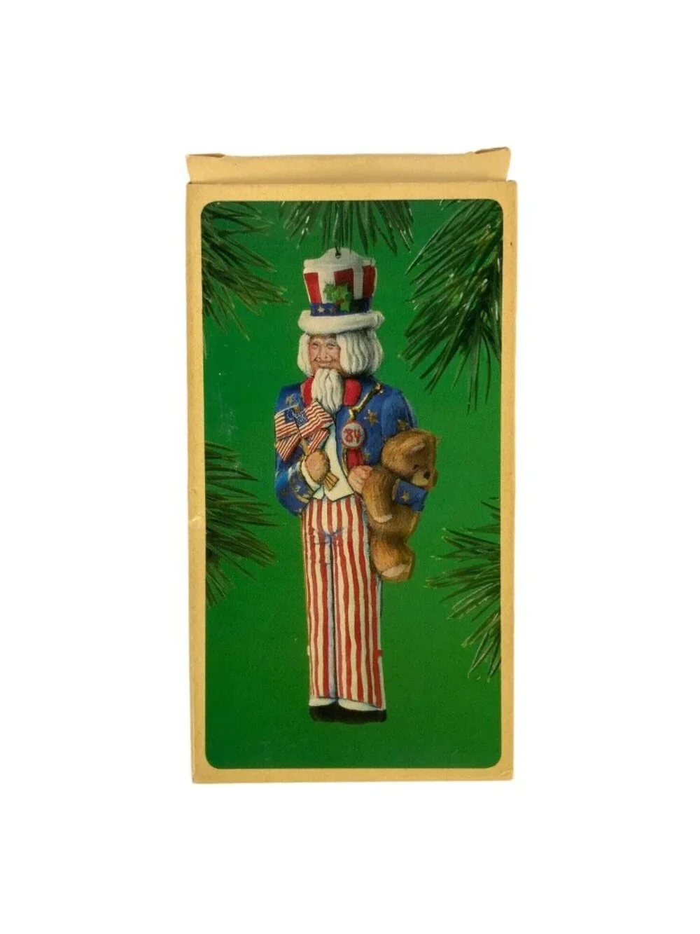 Hallmark Keepsake Ornament Uncle Sam Pressed Tin 1984 Teddy Bear Patriotic